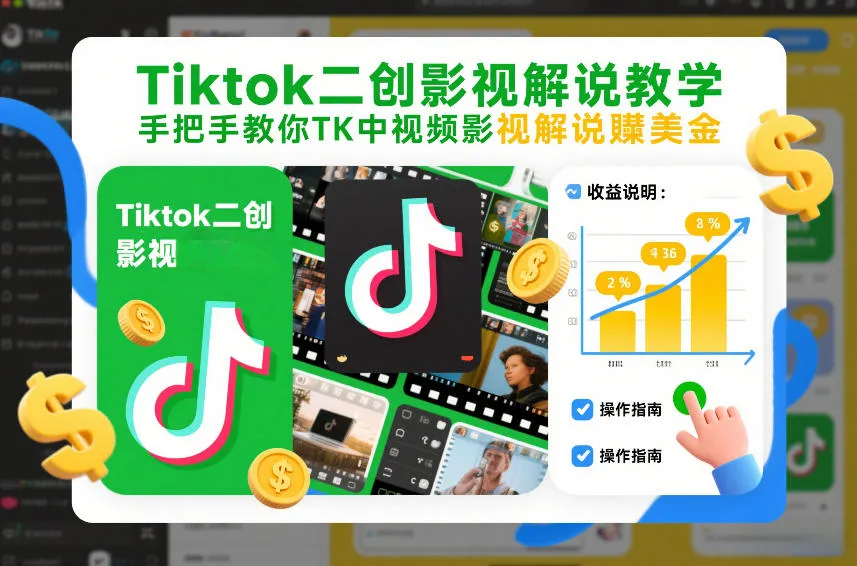 Tiktok影视解说教程：手把手教你在TK中制作视频赚取美金（更新至2026年1月）-资源项目网