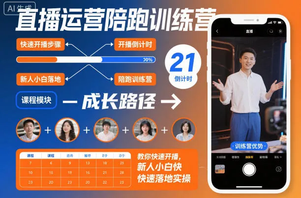 直播运营陪跑训练营：新手快速开播实操指南-资源项目网