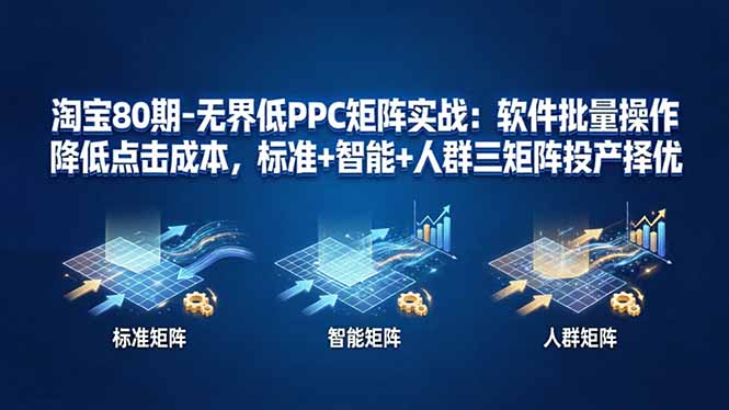 淘宝80期实战：无界低PPC矩阵操作，软件批量降低点击成本，标准+智能+人群三矩阵投产择优-资源项目网
