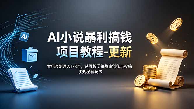 AI小说暴利项目教程：月入1-3万，从零到大神的短故事创作与投稿变现全套技巧-资源项目网