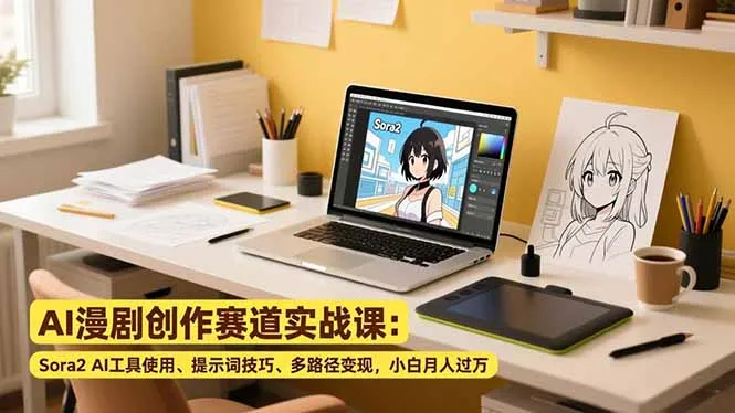 AI漫剧创作实战课程：Sora2工具应用、提示词技巧与多路径盈利，新手月入过万-资源项目网