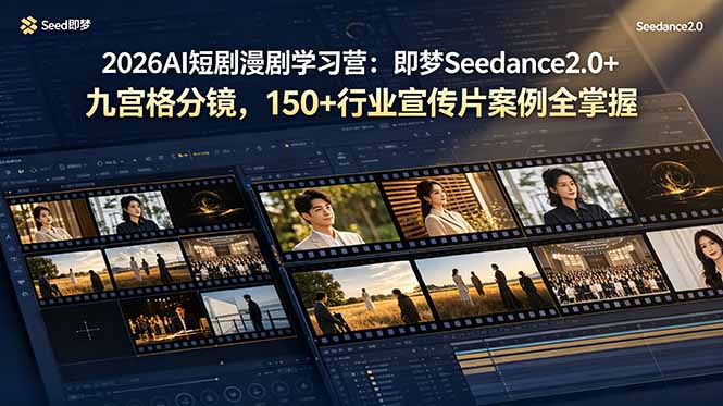 2026AI短剧漫剧学习营：即梦Seedance2.0+九宫格分镜，掌握150+行业宣传片案例-资源项目网