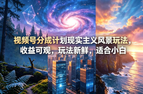 视频号分成计划：现实主义风景收益高，新手友好玩法-资源项目网