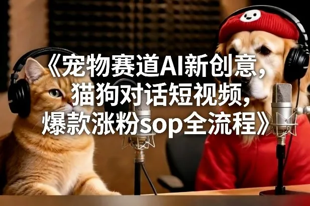 AI创意宠物赛道：猫狗对话短视频，爆款涨粉SOP全流程-资源项目网