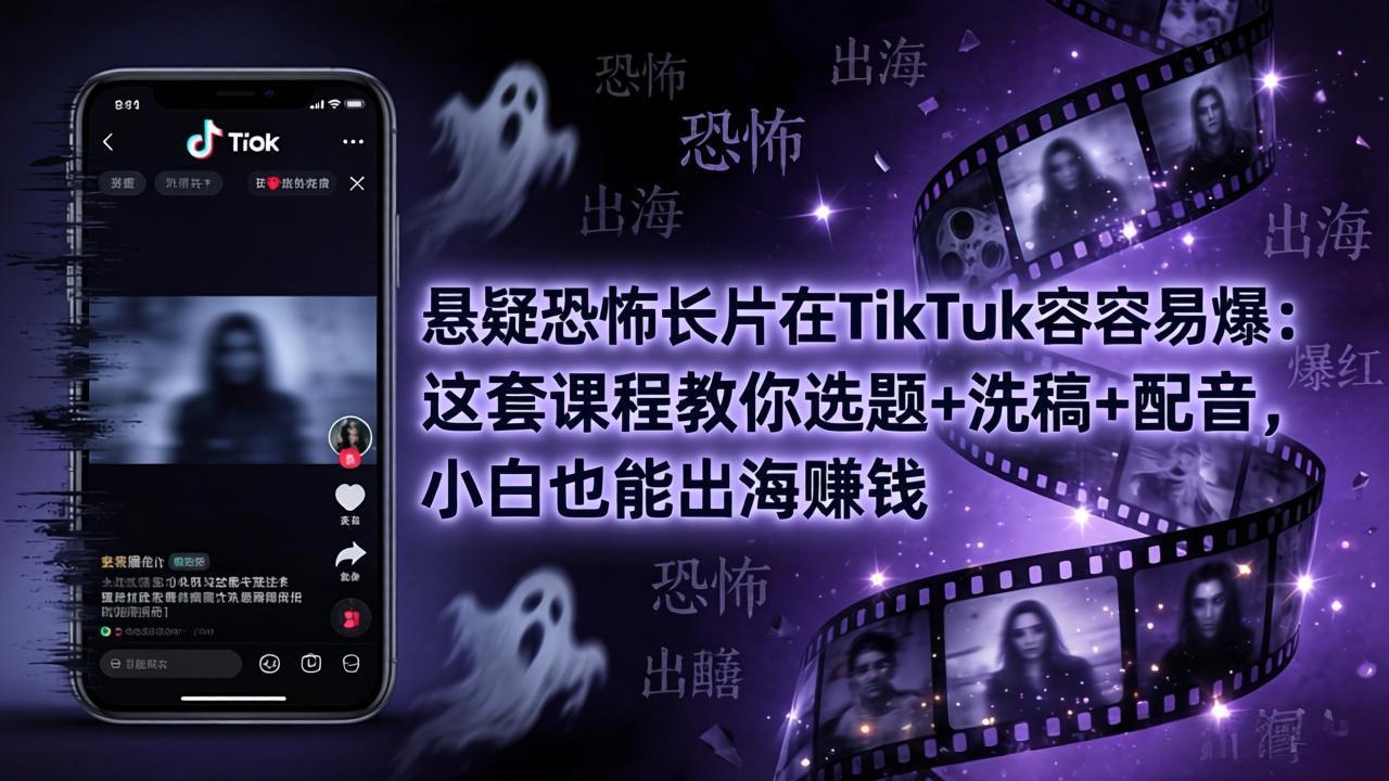 TikTok悬疑恐怖长片爆红指南：零基础也能轻松出海赚钱-资源项目网