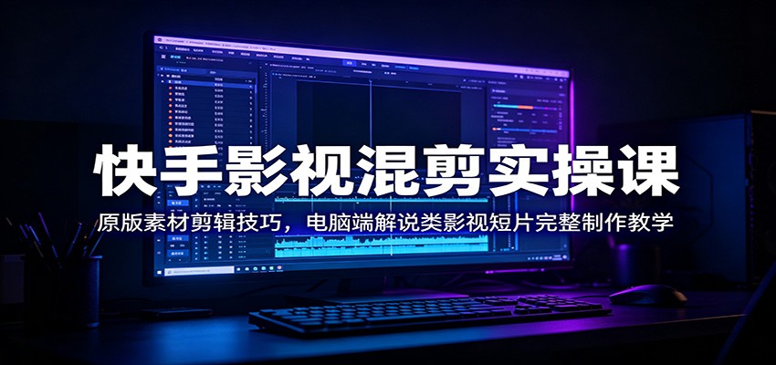 快手影视混剪实操课：电脑端完整制作教程，原版素材剪辑技巧-资源项目网