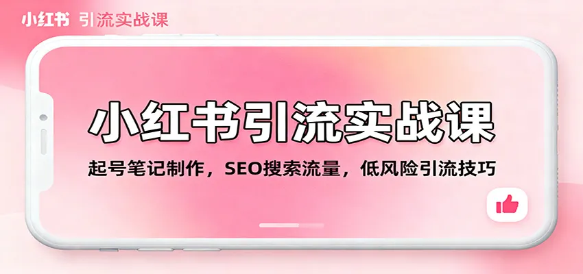 小红书引流实战课:起号笔记制作,SEO搜索流量,低风险引流技巧-资源项目网
