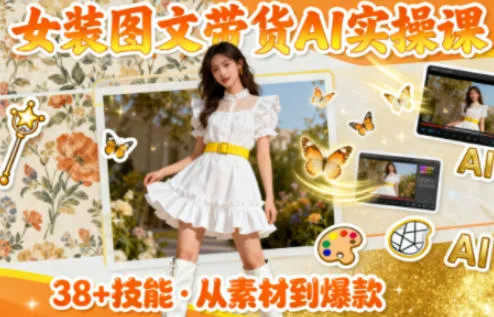 女装图文带货AI实操课：38个实用技能，提升素材制作效率-资源项目网
