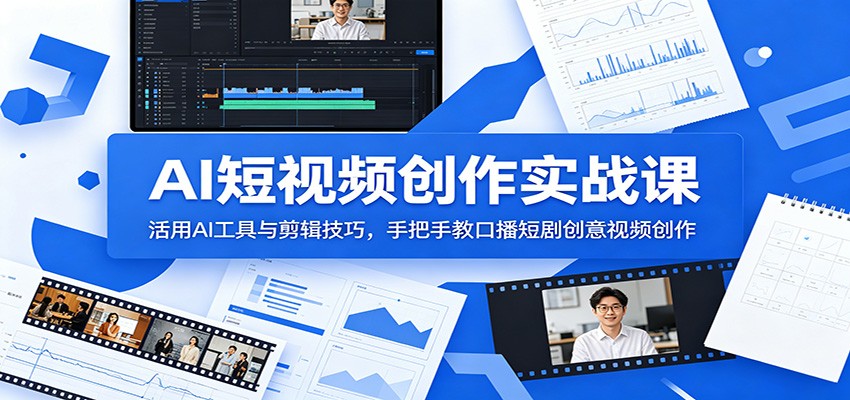 AI短视频创作实战课：手把手教口播短剧创意视频创作，活用AI工具与剪辑技巧-资源项目网