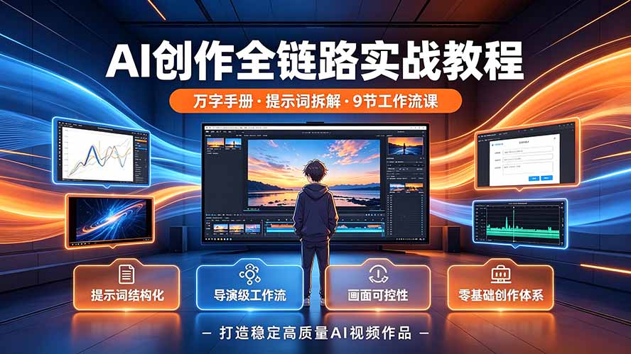 AI视频创作全链路实战教程：万字手册+提示词拆解+9节工作流课程，打造高质量AI作品-资源项目网