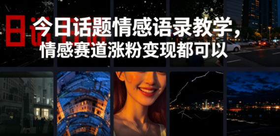 今日话题:情感语录教学与涨粉变现技巧-资源项目网