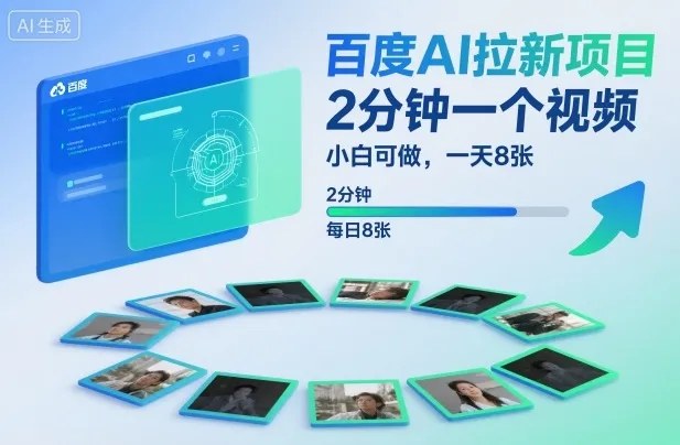 百度AI拉新项目，2分钟视频教程，小白入门，一天产出8张作品【附案例+保姆级教程】-资源项目网