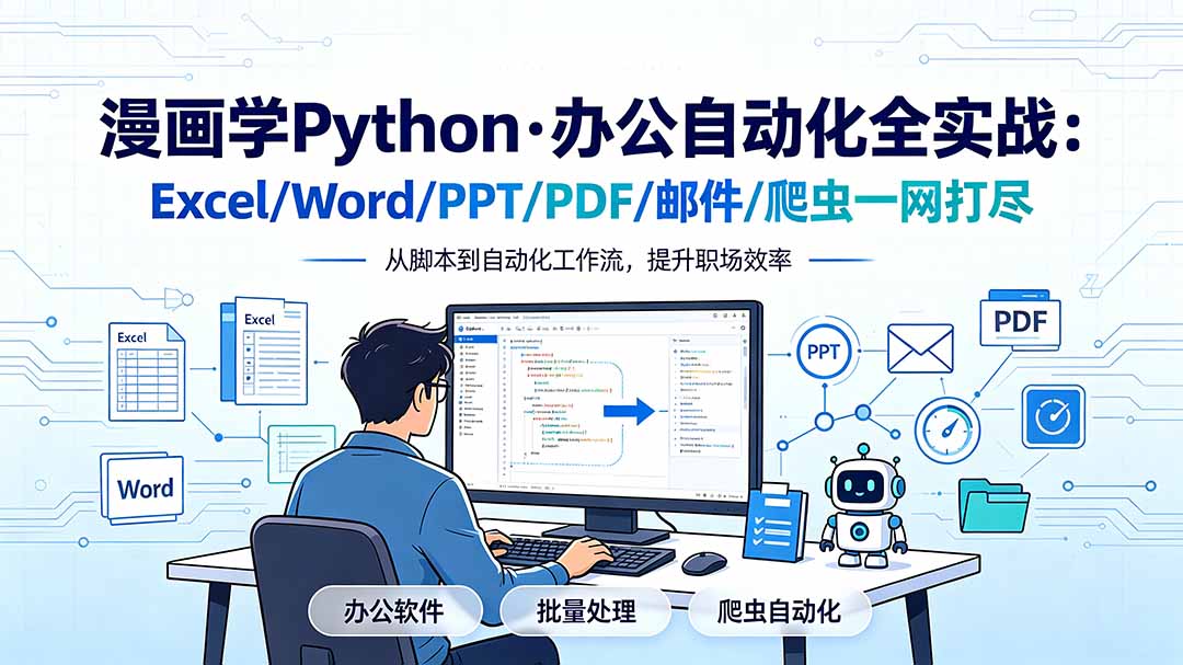 《漫画学Python：办公自动化全实战：Excel、Word、PPT、PDF、邮件、爬虫一网打尽》-资源项目网