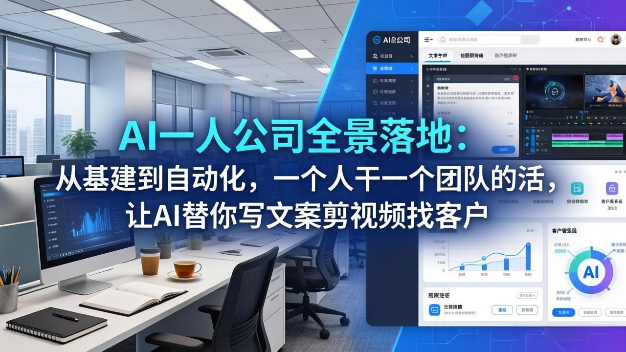 AI一人公司全景落地：自动化流程，一人完成团队工作，文案、视频制作与客户开发-资源项目网