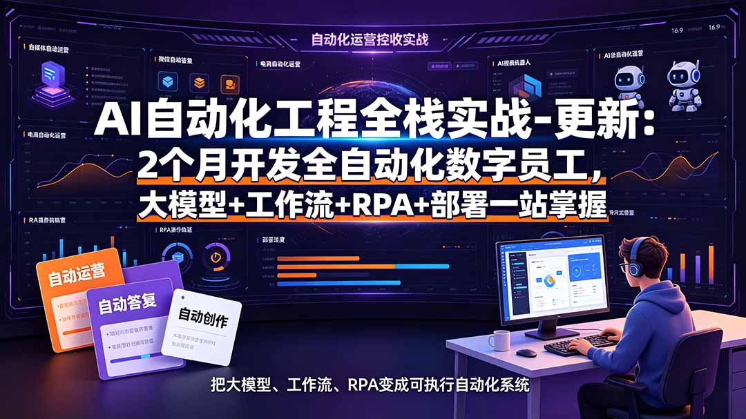 AI自动化工程全栈实战：2个月掌握数字员工开发、大模型应用、工作流设计及RPA部署-资源项目网