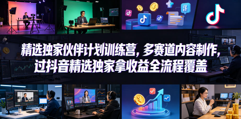 小豁食堂独家伙伴计划训练营：抖音精选内容制作，收益全流程覆盖-资源项目网