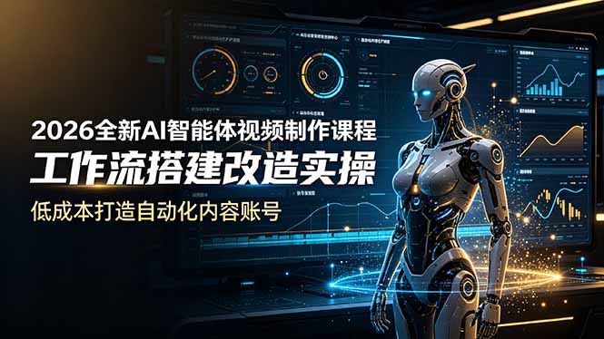 2026年全新AI Codex智能体视频制作课程：实操工作流搭建与改造，低成本打造自动化内容账号-资源项目网