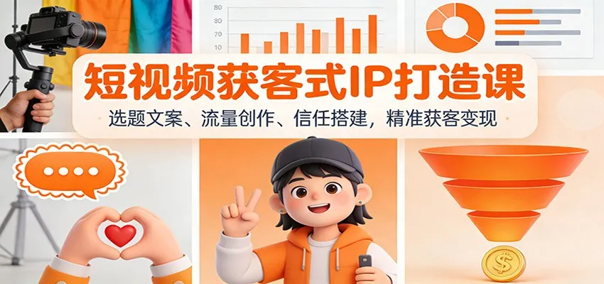 短视频IP打造课程：选题、文案创作、流量获取与信任建立，实现精准变现-资源项目网