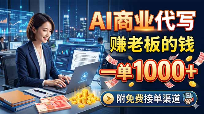 AI商业代写服务：赚取老板1000+收益，免费接单渠道-资源项目网