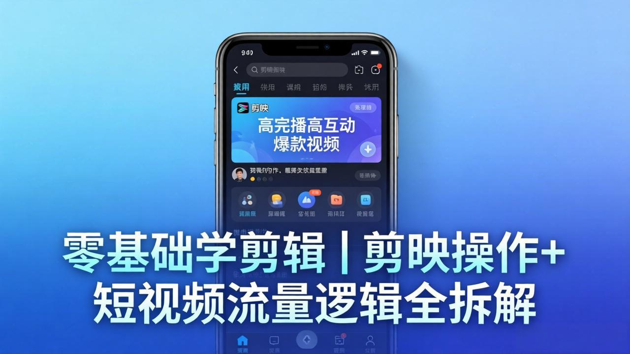 零基础学剪辑：手把手教你制作高完播、高互动爆款视频 | 剪映操作+短视频流量逻辑全解析-资源项目网