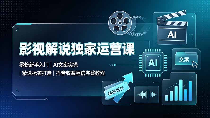 影视解说入门与AI文案实操：零粉丝新手教程，精选标签打造技巧，抖音收益翻倍完整指南-资源项目网