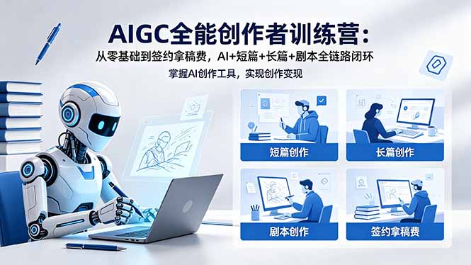AIGC全能创作者训练营：零基础到签约拿稿费，AI+短篇+长篇+剧本全链路闭环-资源项目网