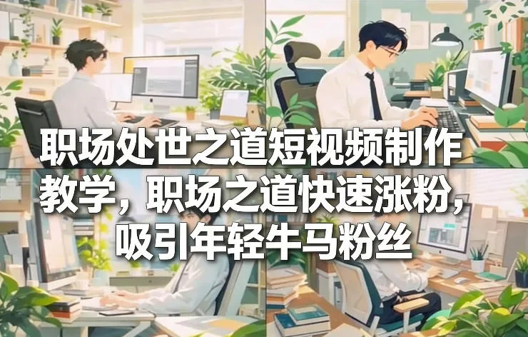 职场处世技巧短视频制作教程，快速增粉吸引年轻粉丝-资源项目网