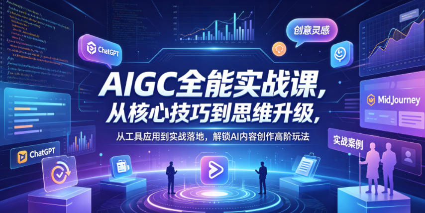 AIGC全能实战课程：掌握核心技巧、思维升级，从工具应用到实战落地，解锁AI内容创作高阶玩法-资源项目网