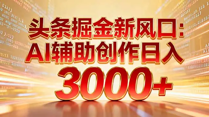 AI辅助创作日入3000+，矩阵玩法见效快-资源项目网