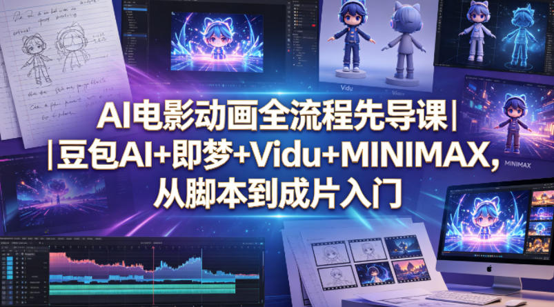 AI电影动画全流程先导课：豆包AI+即梦+Vidu+MINIMAX，从脚本到成片入门-资源项目网
