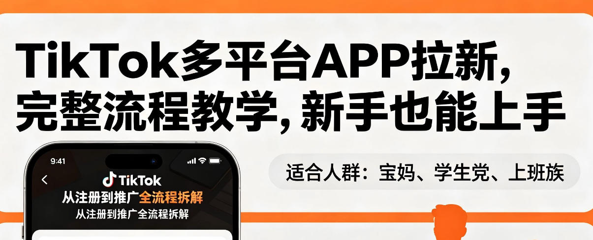 TikTok多平台APP拉新教程：新手上手，轻松出海赚钱-资源项目网