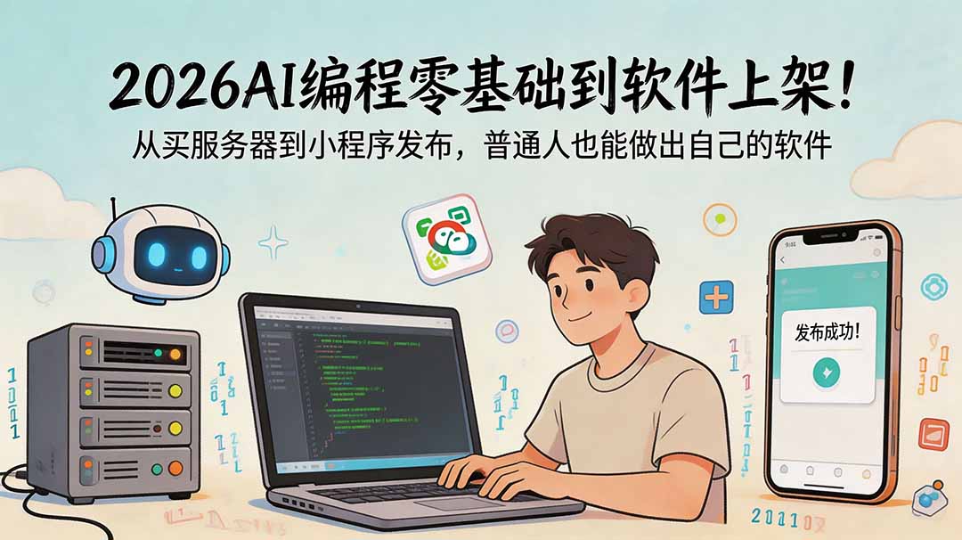 2026年AI编程入门到软件上架指南:从购买服务器到小程序发布,普通人也能制作自己的软件-资源项目网