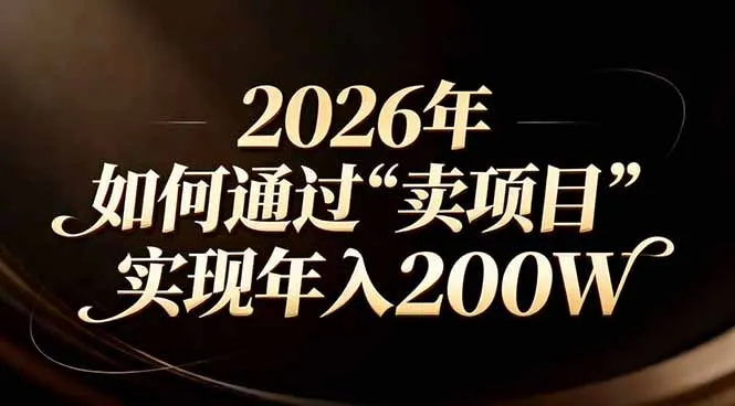 2026年机遇：普通人如何通过项目销售实现年入200万-资源项目网
