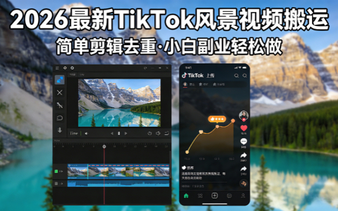 2026年TikTok风景视频搬运与剪辑：小白副业月入8000-资源项目网