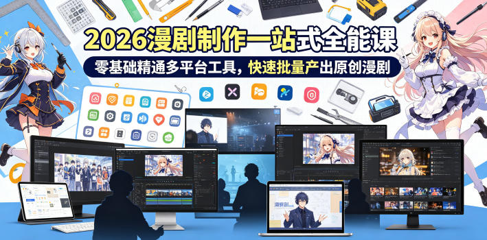 2026 AI漫剧制作全能课:零基础精通多平台工具,快速批量产出原创漫剧-资源项目网