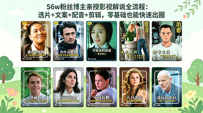 56万粉丝博主揭秘影视解说全流程：零基础快速出圈-资源项目网