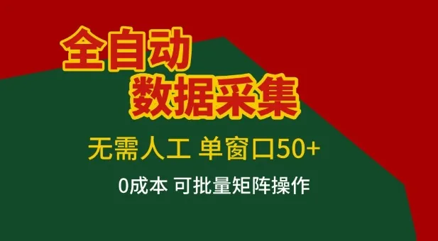 全自动数据采集项目,单窗口收益高达50+,简单易操作,无需人工,轻松实现矩阵【揭秘】-资源项目网