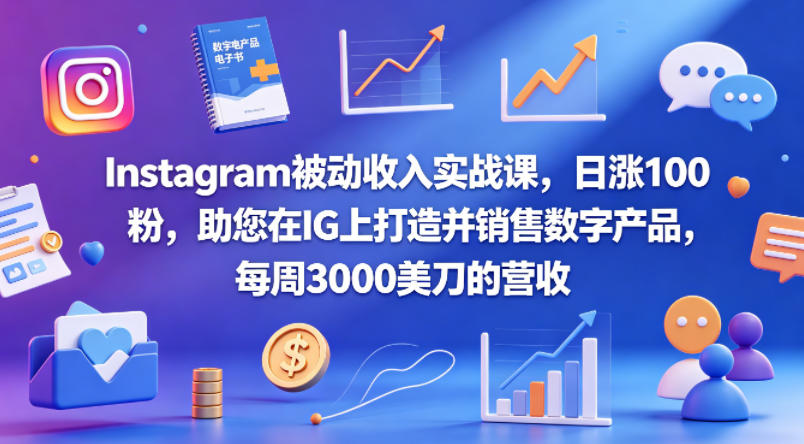 Instagram数字产品销售与推广实战课：日增100粉丝，每周3000美元收入【双语字幕】-资源项目网
