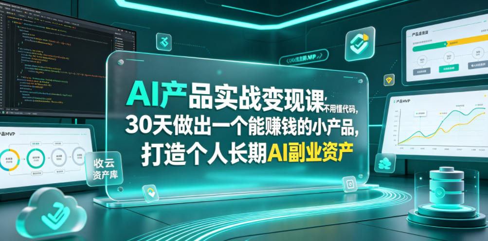 AI产品实战变现课：30天打造能赚钱的小产品，个人长期AI副业资产-资源项目网