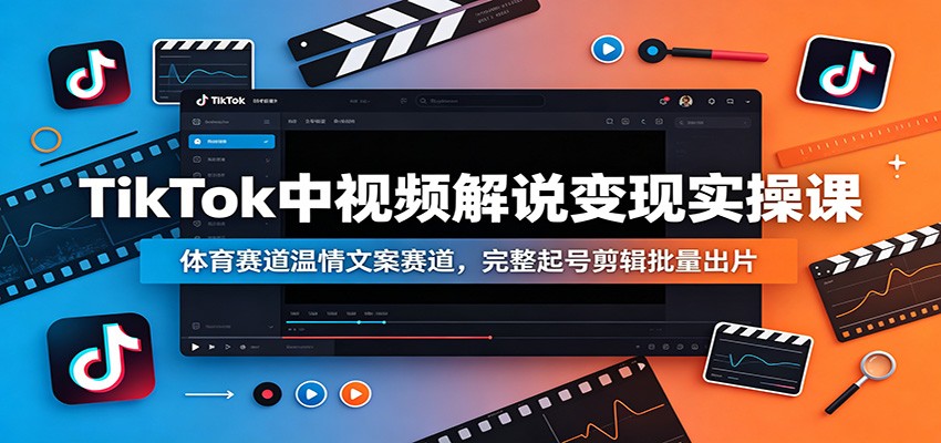 TikTok视频解说变现实操课：体育赛道温情文案赛道，完整起号剪辑批量出片-资源项目网