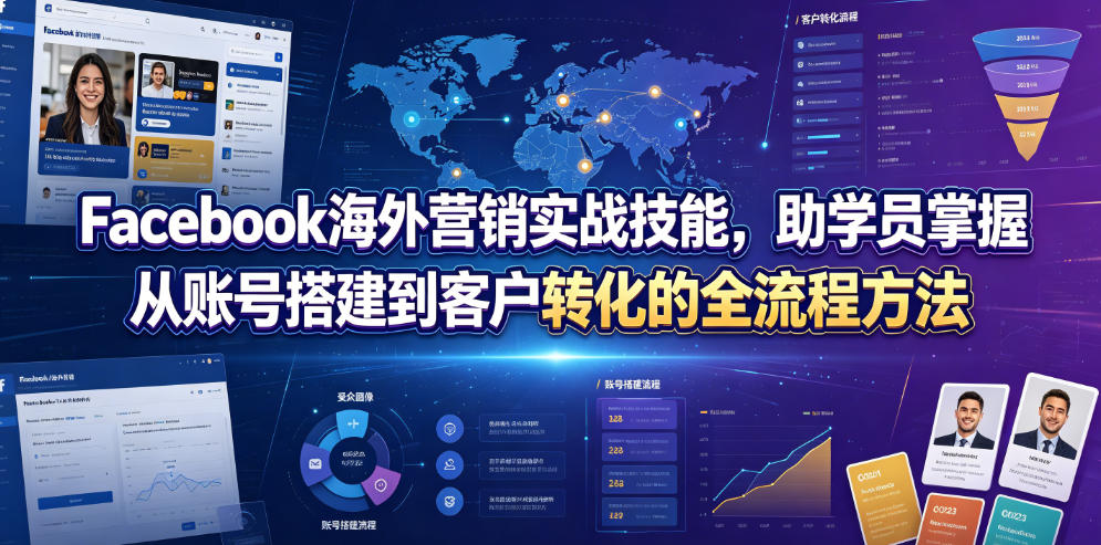 Facebook海外营销实战技能培训：掌握账号搭建至客户转化全流程方法-资源项目网