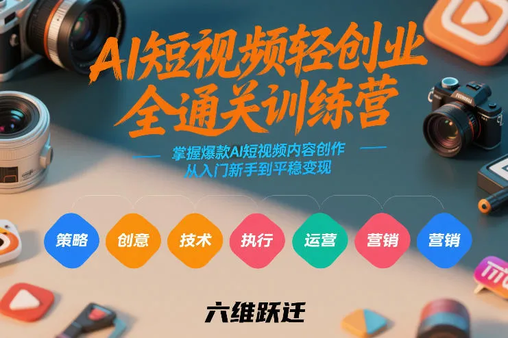 AI短视频创业全攻略：六维跃迁，新手到变现的爆款内容创作-资源项目网