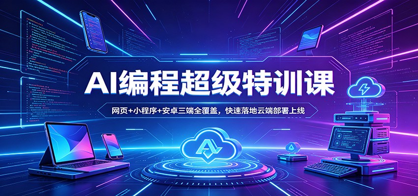 AI编程超级特训课：网页、小程序、安卓三端全覆盖，快速部署上线-资源项目网