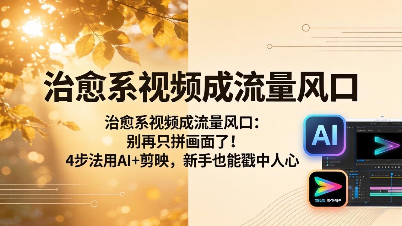 治愈系视频成流量新宠：AI+剪映4步法，新手也能打动人心-资源项目网