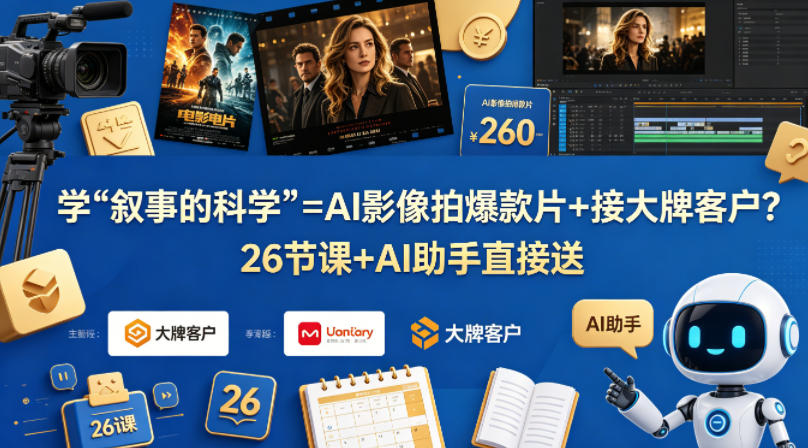 《叙事的科学》课程：AI影像助力爆款影片制作，26节课程+AI助手赠送双语字幕-资源项目网