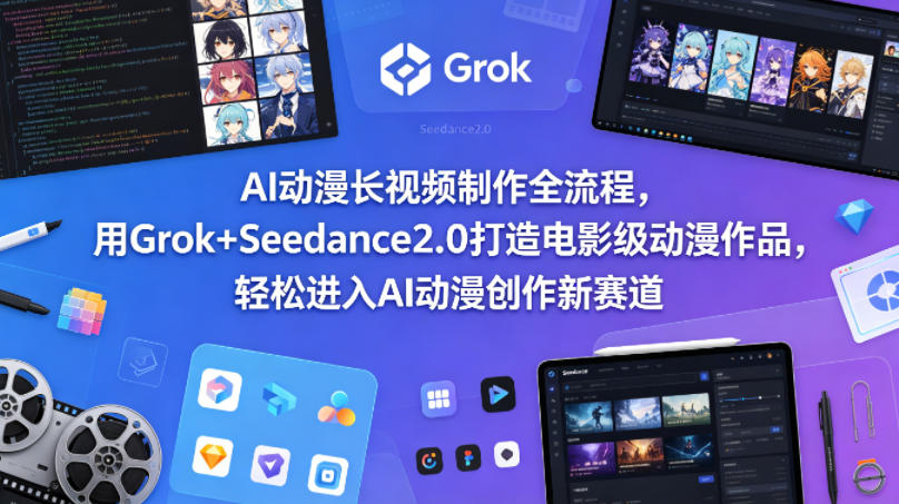 AI动漫长视频制作全流程：Grok+Seedance2.0助力电影级动漫创作，轻松进入AI动漫新赛道-资源项目网