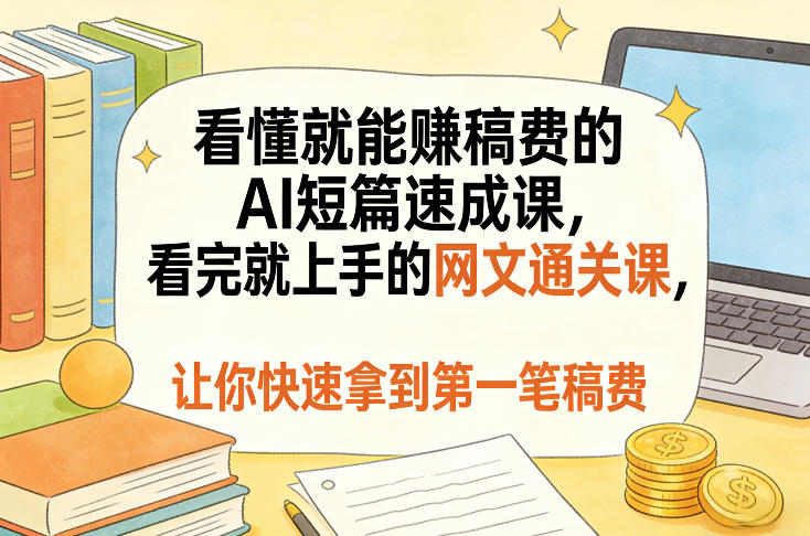 AI短篇速成课：看懂就能赚稿费，网文通关课让你快速拿到第一笔稿费（更新至4月）-资源项目网
