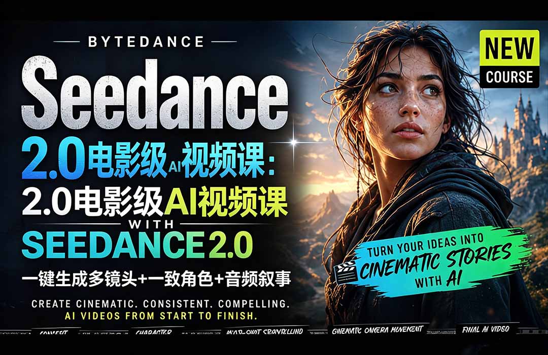 Seedance 2.0 AI视频课程：一键生成多镜头、一致角色及音频叙事-资源项目网
