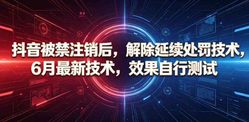 抖音解除延续处罚技术，6月最新技术效果自行测试-资源项目网