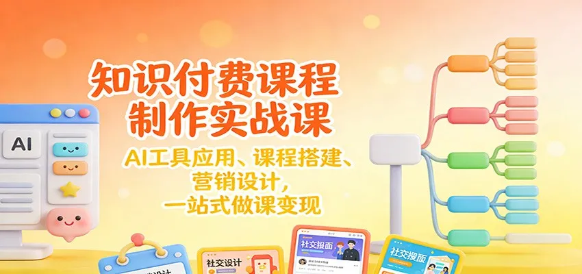 知识付费课程制作实战课：AI工具应用、课程搭建、营销设计，一站式做课变现-资源项目网